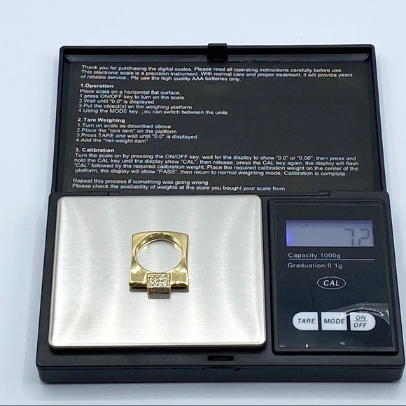 Vintage Gold-tone Square-shaped Ring with CZ Stone Size 6.5 - Picture 11 of 12